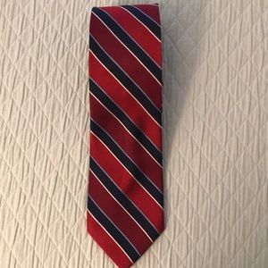Ralph Lauren Chaps Red Blue Diagonal Stripe Rep Power Tie 100% Silk